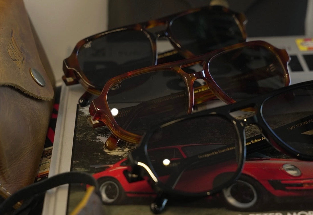 SWT Eyewear Endurance collection aviator sunglasses, three lens options: G15, charcoal and gradient