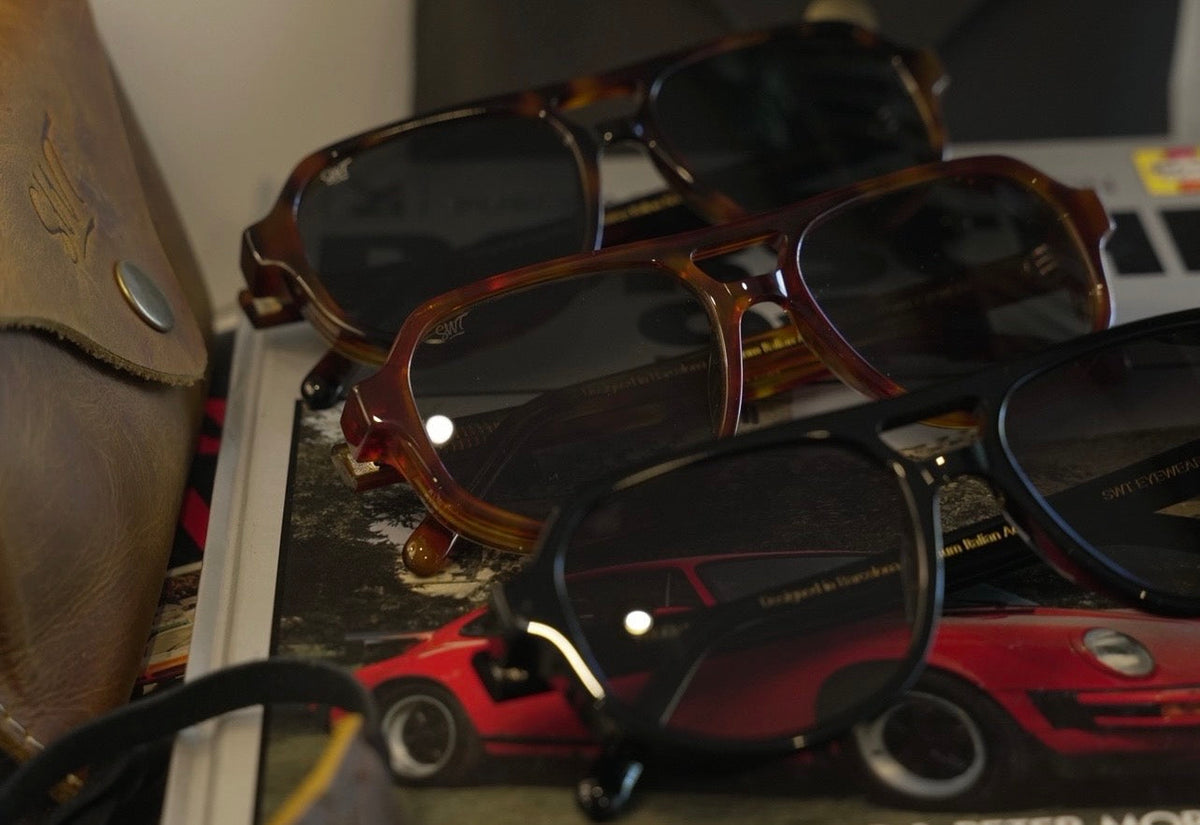 SWT Eyewear Endurance collection aviator sunglasses, three lens options: G15, charcoal and gradient