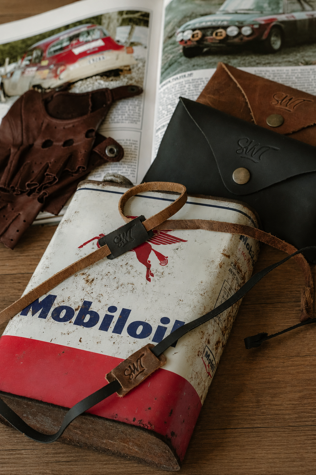 SWT leather sunglasses cases and straps, buffalo leather