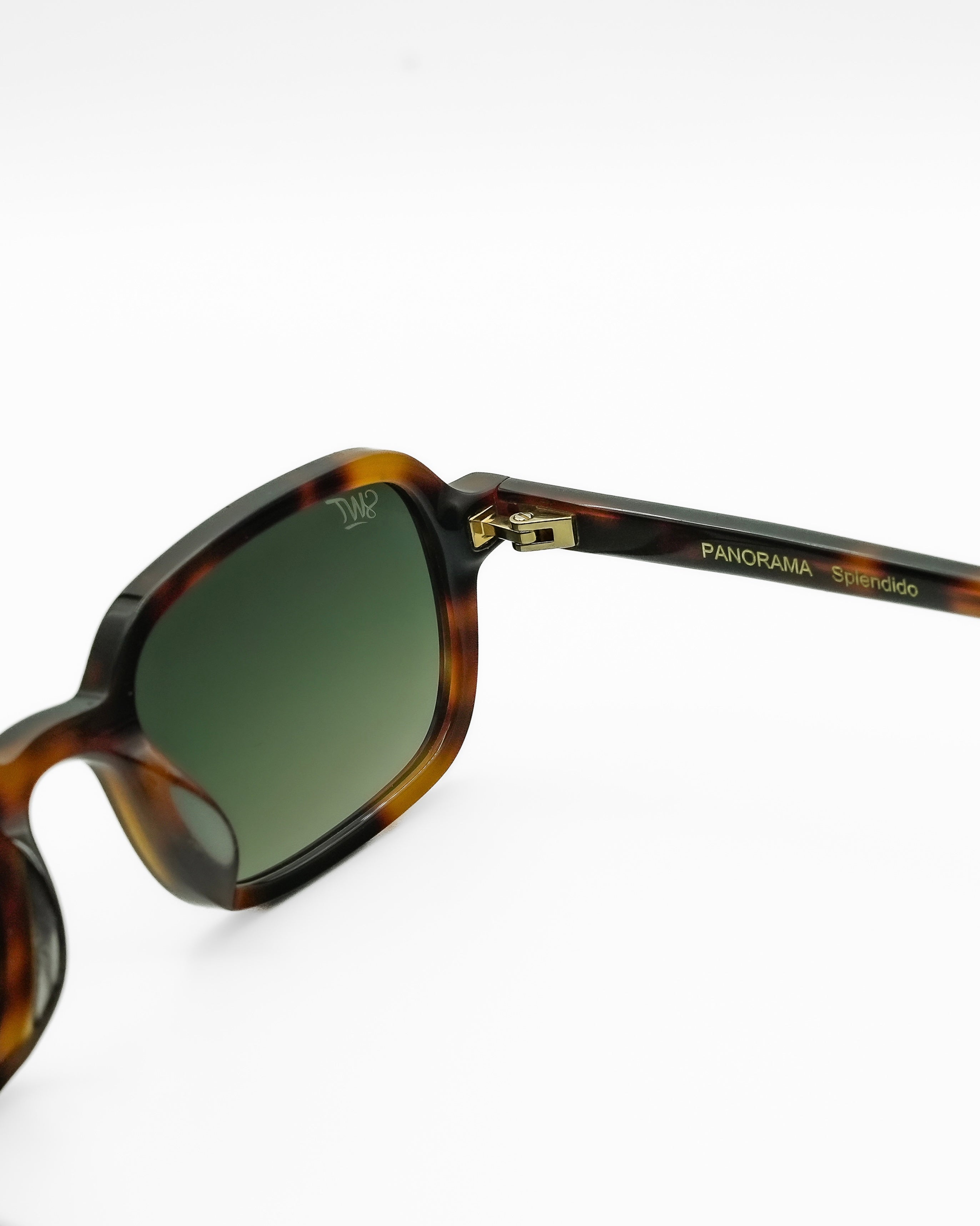 SWT Splendido rectangular sunglasses in dark tortoiseshell with green gradient lens
