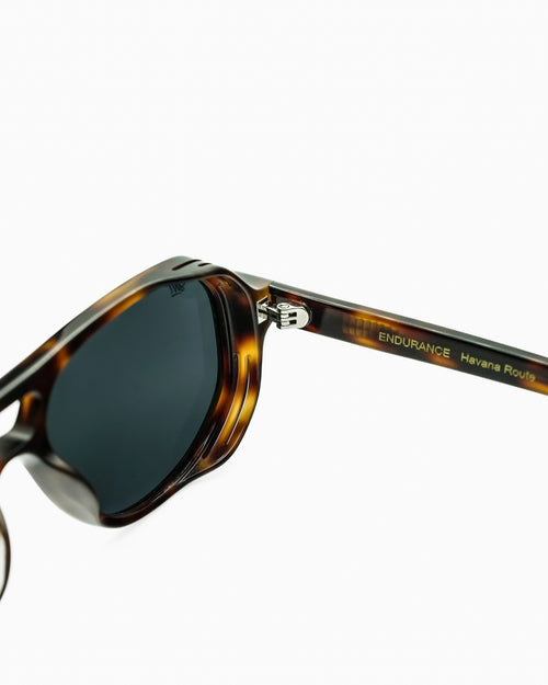SWT Havana Route aviator sunglasses in dark tortoiseshell with charcoal grey lens, side view