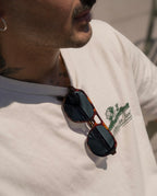 SWT Havana Route aviator sunglasses in dark tortoiseshell with charcoal lens, detail
