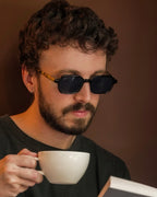 SWT Lido rectangular sunglasses, tortoiseshell temple detail