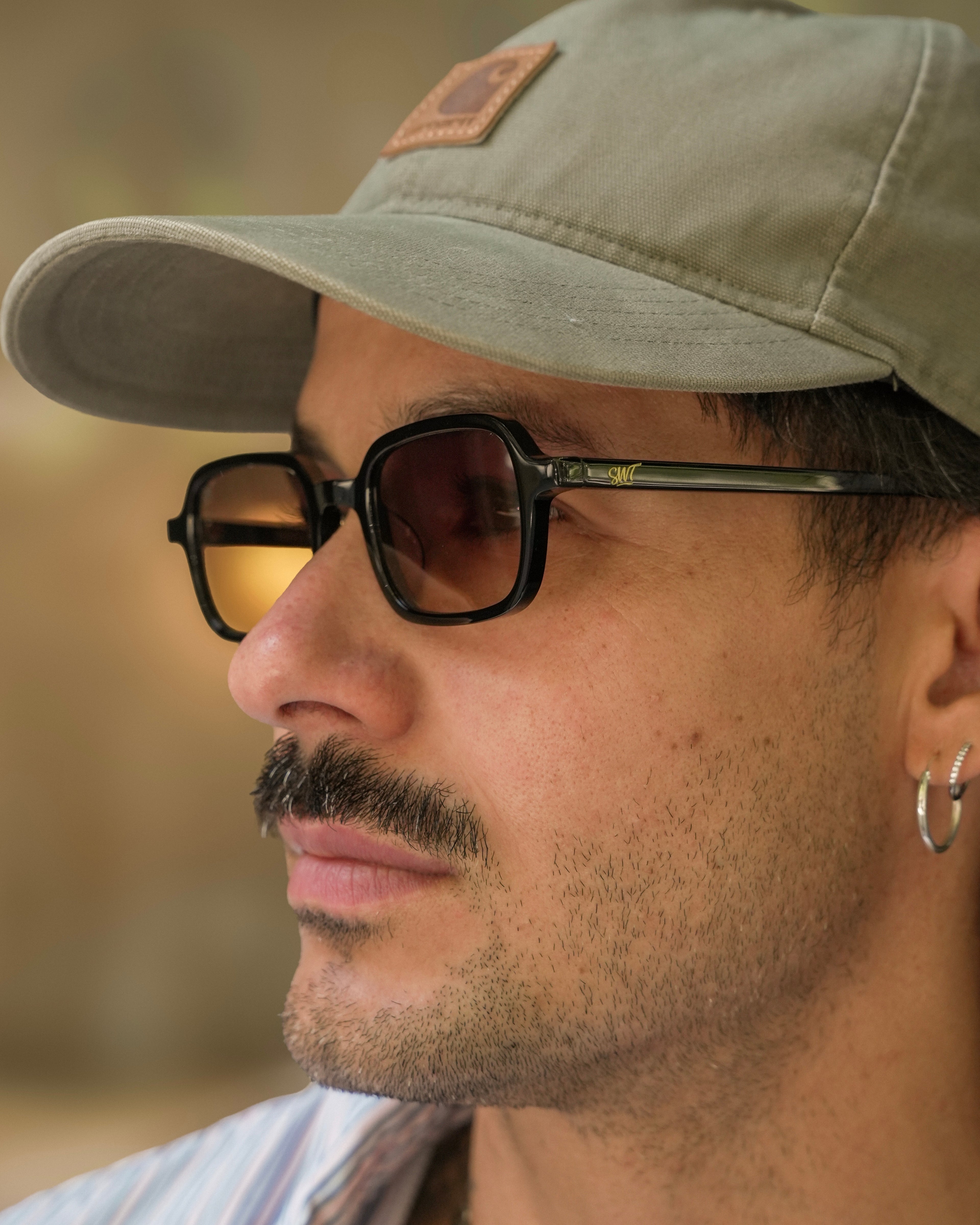 SWT Miramare rectangular sunglasses with green gradient lens, detail