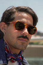 Oliver sunglasses by SWT, amber tortoiseshell acetate aviator, Endurance collection