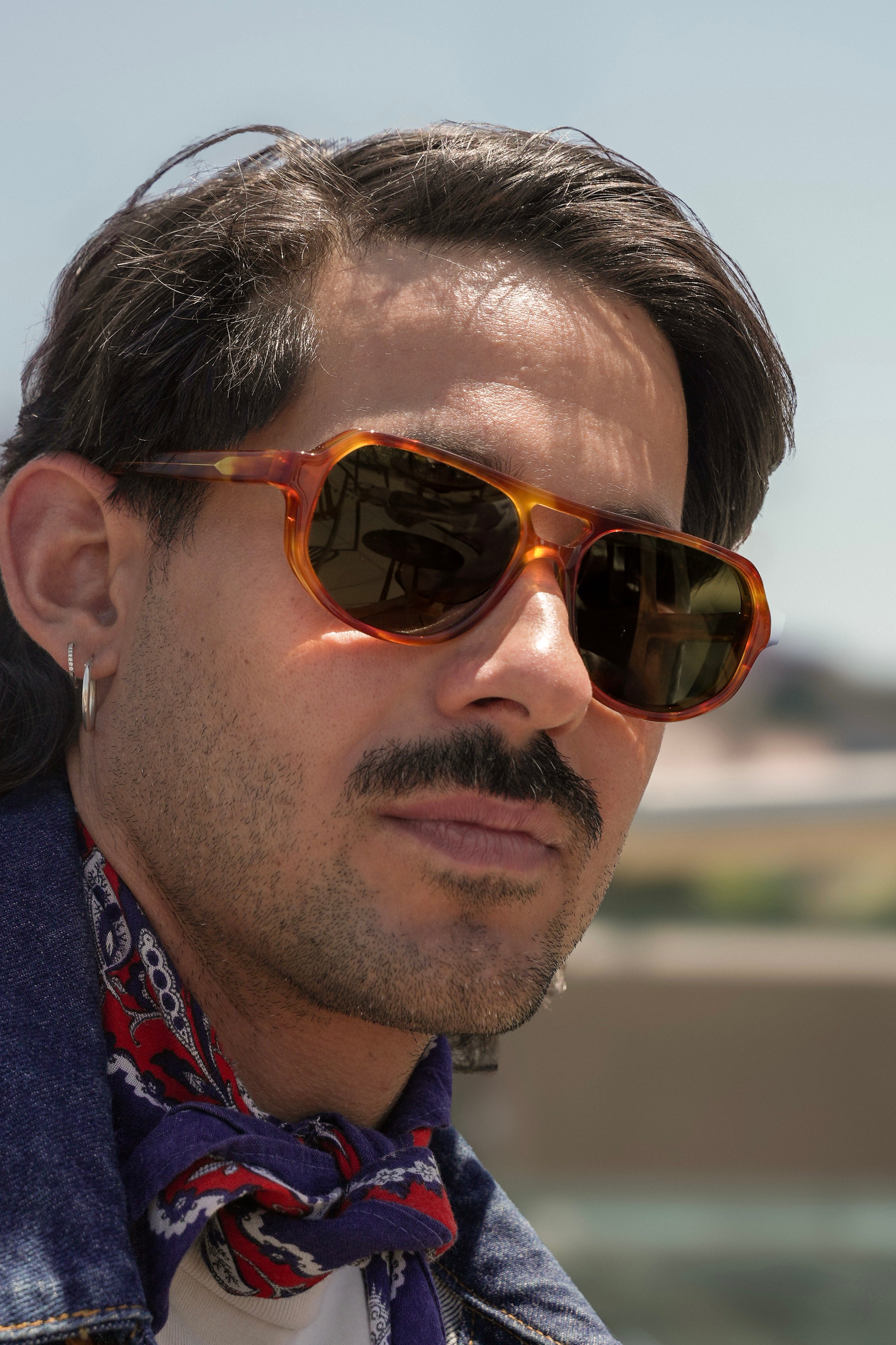 Oliver sunglasses by SWT, amber tortoiseshell acetate aviator, Endurance collection