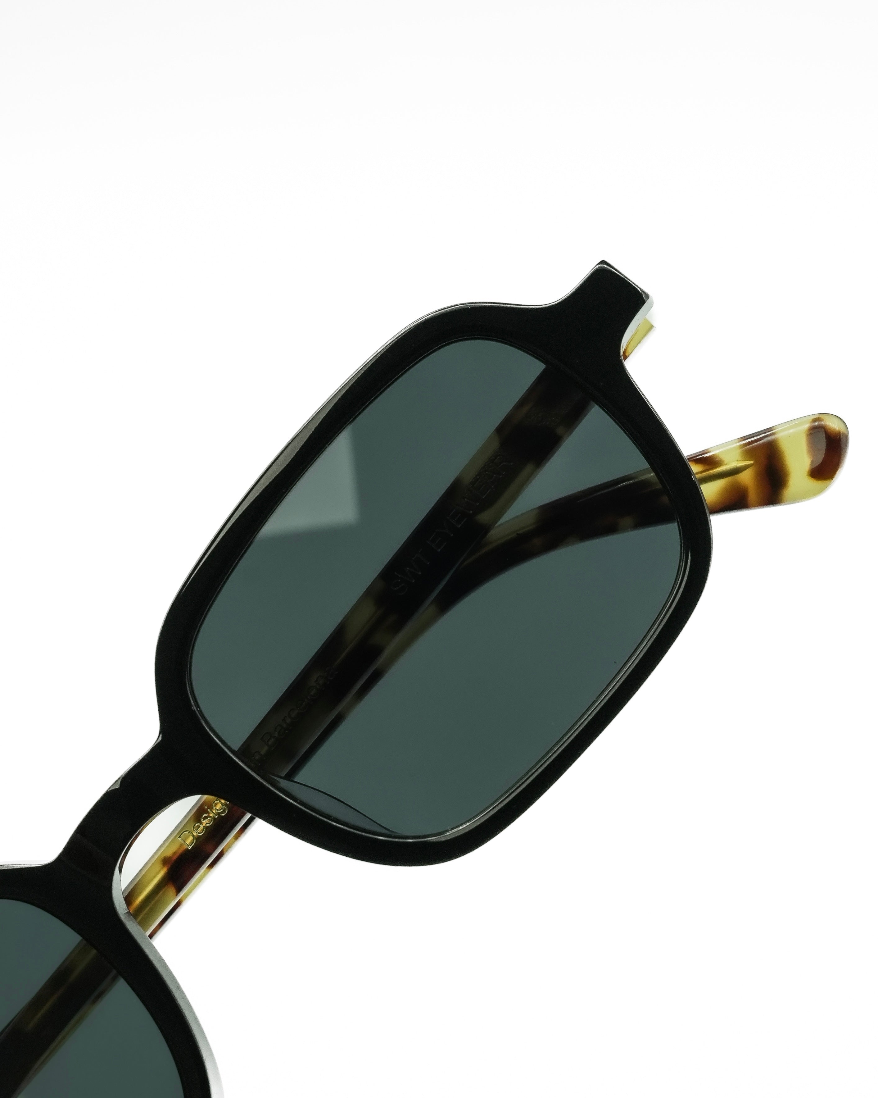 SWT Lido rectangular sunglasses with black front and tortoiseshell temples