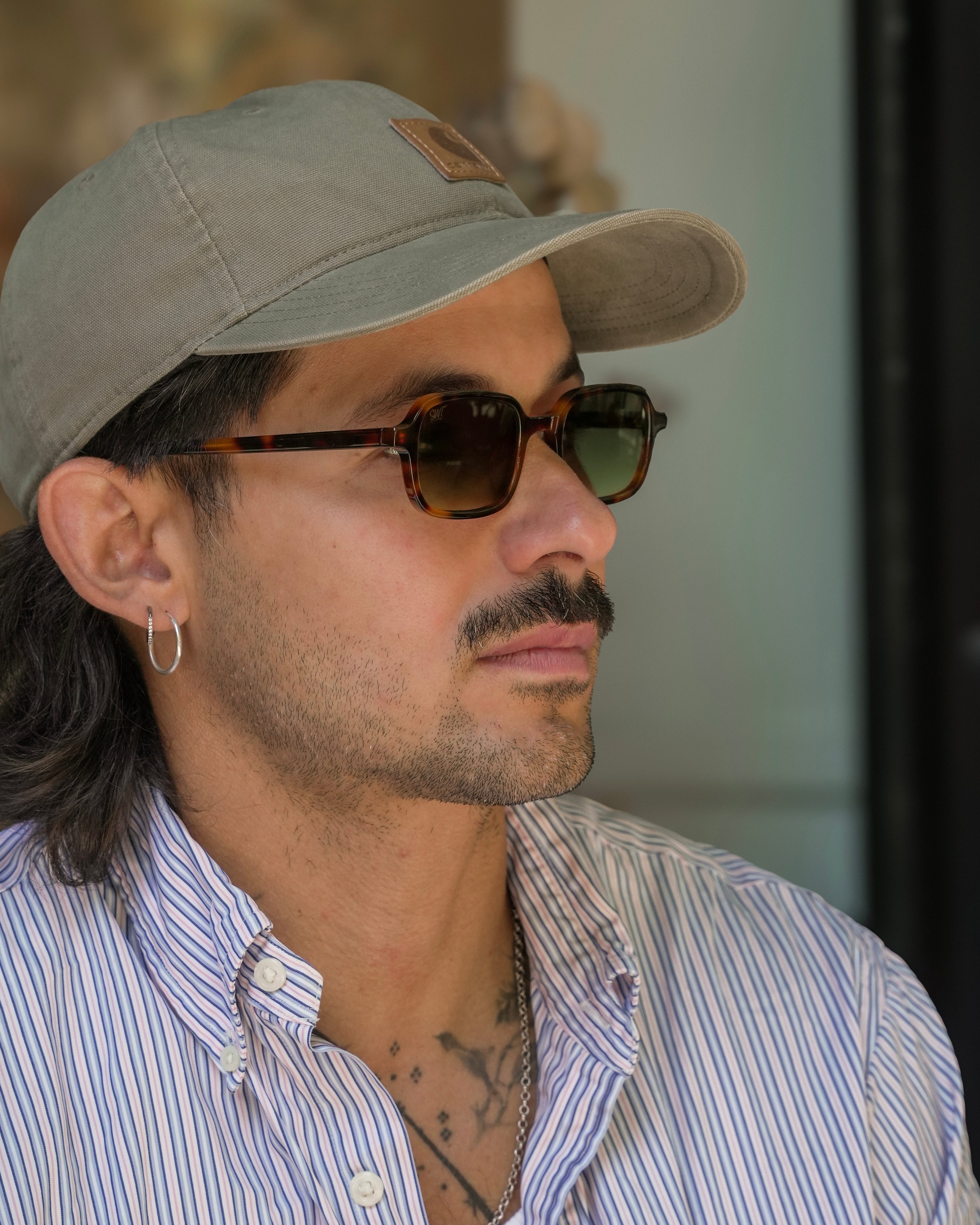 SWT Splendido rectangular sunglasses with green gradient lens, detail