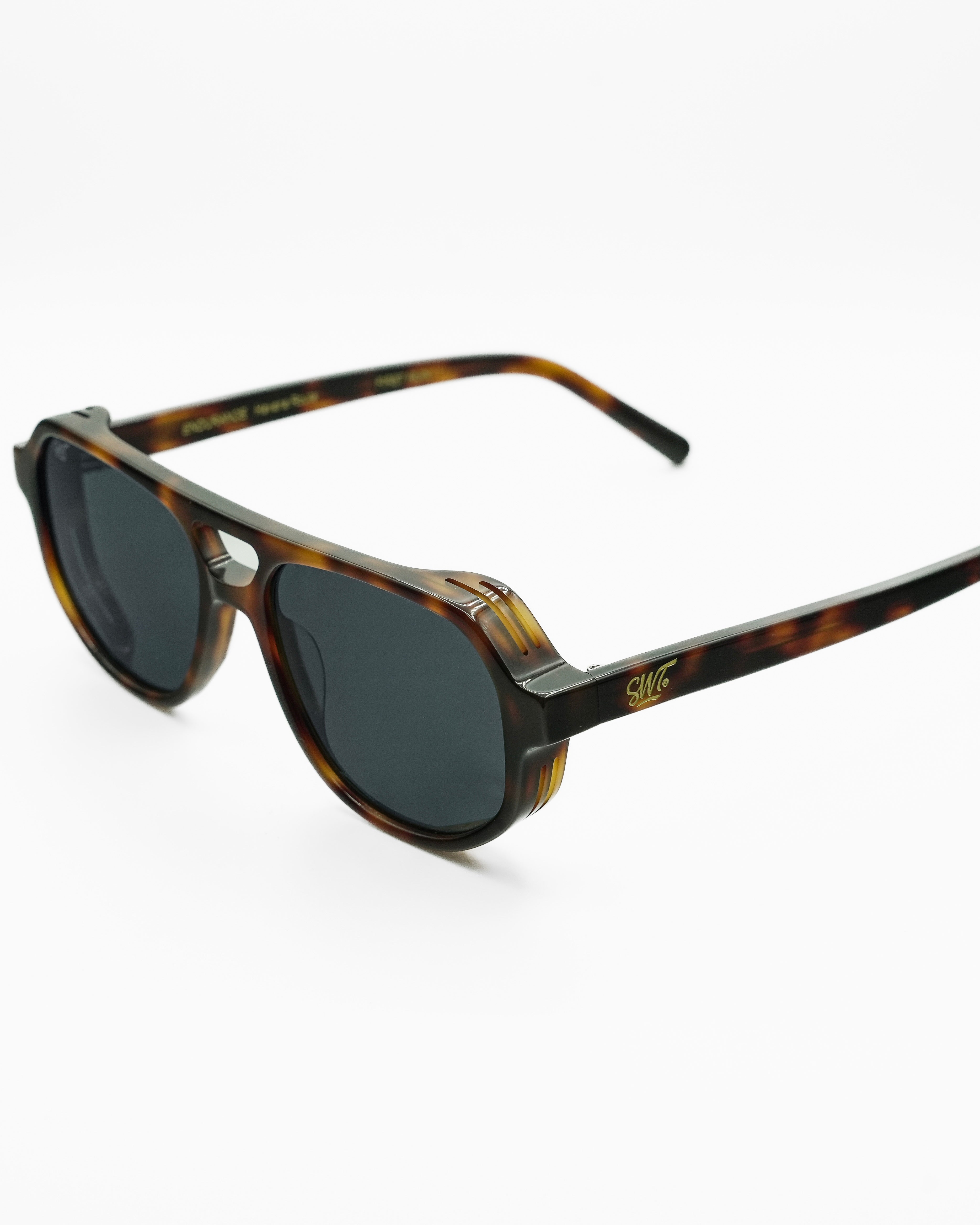 SWT Havana Route aviator sunglasses in dark tortoiseshell acetate, front detail