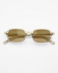 Vesper sunglasses by SWT, transparent amber frame with brown gradient lenses, front view