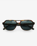 Havana Route sunglasses by SWT, dark tortoiseshell aviator frame with charcoal grey lenses, front view