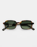 Splendido sunglasses by SWT, dark tortoiseshell rectangular frame with olive gradient lenses, front view