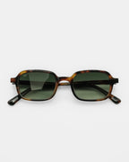 Splendido sunglasses by SWT, dark tortoiseshell rectangular frame with olive gradient lenses, front view