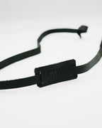 SWT black leather sunglasses strap attached to sunglasses