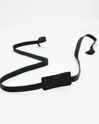 SWT black leather sunglasses strap, sliding label detail