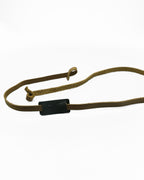 SWT brown and black leather sunglasses strap attached to sunglasses