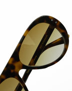Florio sunglasses by SWT, dark tortoiseshell aviator with tobacco lenses, three-quarter view