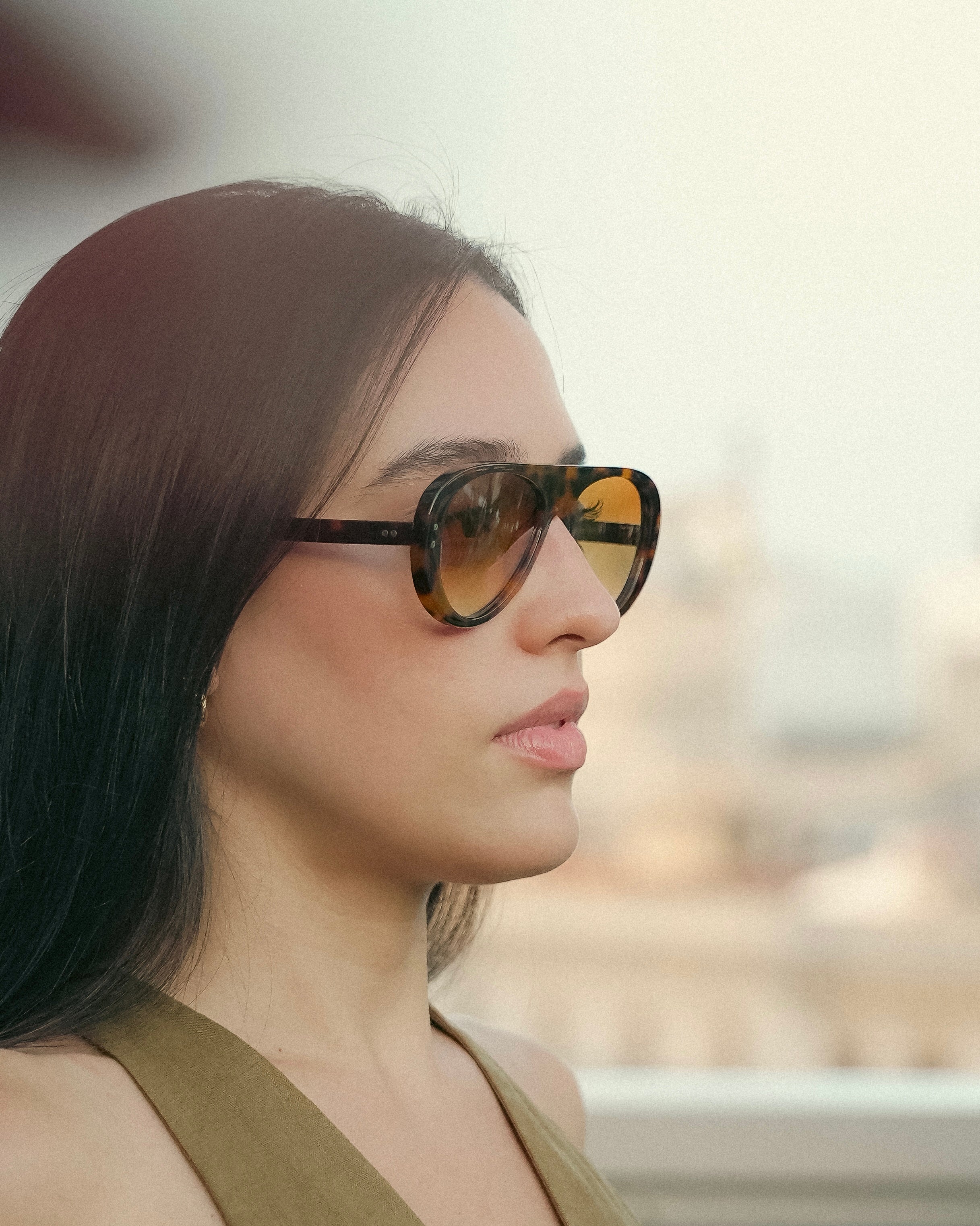 Florio sunglasses by SWT, dark tortoiseshell aviator with tobacco gradient lenses, Strada collection