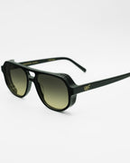 SWT Sundown aviator sunglasses in black acetate, front detail