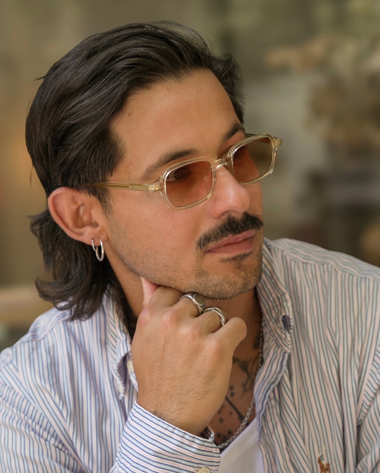 Vesper sunglasses by SWT, transparent amber acetate, Panorama collection