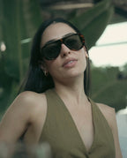 Miglia sunglasses by SWT, dark tortoiseshell aviator, lens and frame detail