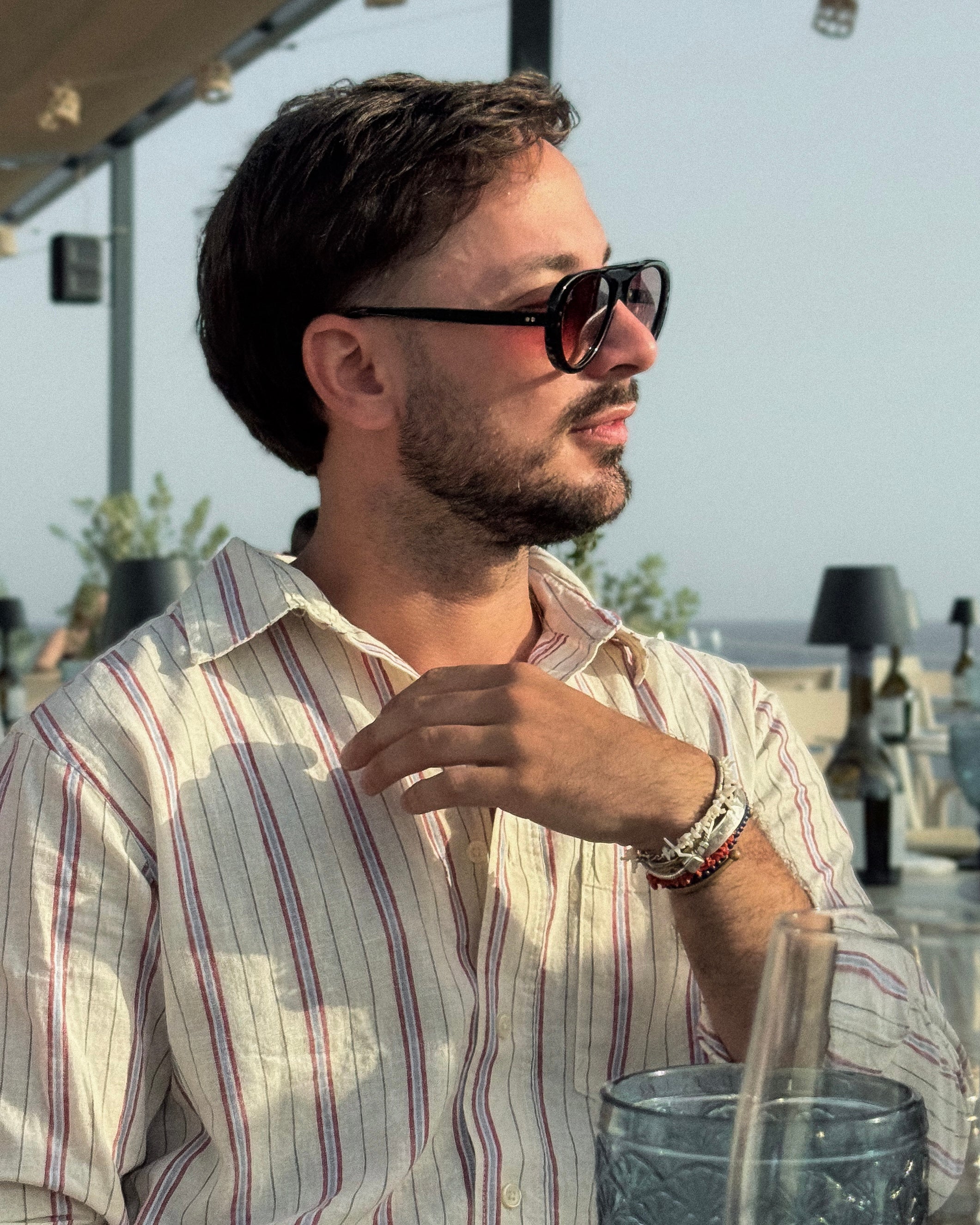 Reserve sunglasses by SWT, black aviator, lens and frame detail
